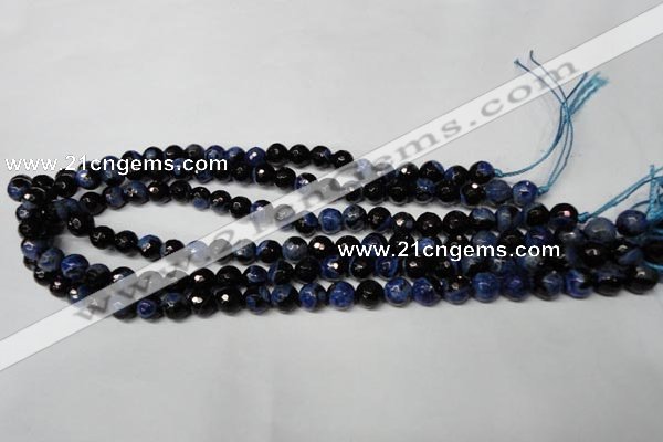 CAG2272 15.5 inches 8mm faceted round fire crackle agate beads