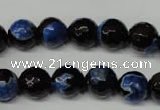 CAG2274 15.5 inches 12mm faceted round fire crackle agate beads