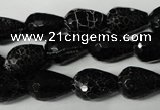 CAG2296 15.5 inches 10*14mm faceted teardrop fire crackle agate beads