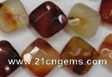 CAG2402 15.5 inches 16*16mm faceted diamond red agate beads wholesale