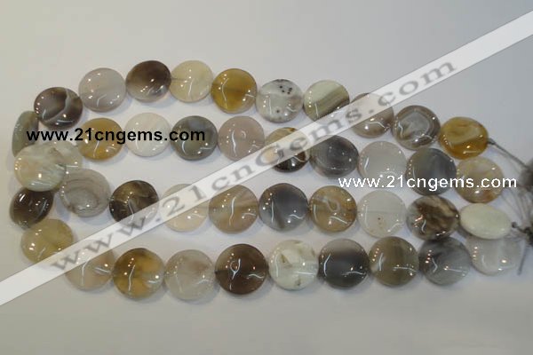 CAG2438 15.5 inches 18mm flat round Chinese botswana agate beads