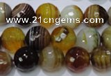 CAG2714 15.5 inches 12mm faceted round yellow line agate beads