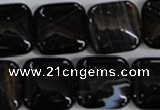 CAG2946 15.5 inches 18*18mm square black line agate beads