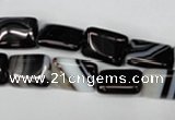 CAG3021 15.5 inches 10*14mm rectangle black line agate beads
