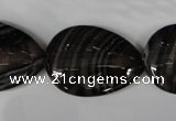 CAG3060 15.5 inches 22*30mm flat teardrop black line agate beads
