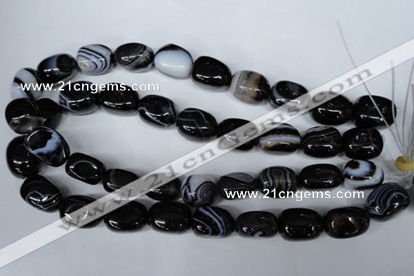 CAG3065 15.5 inches 15*20mm nuggets black line agate beads