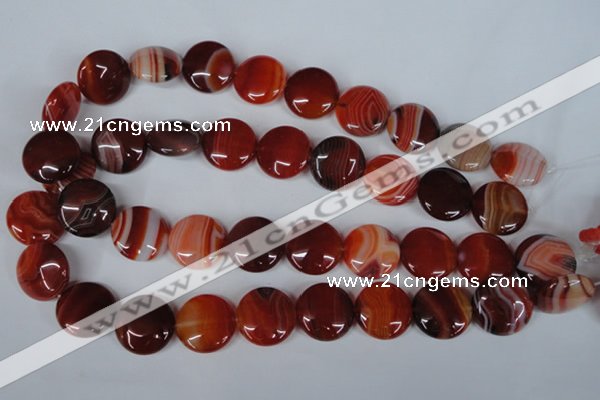 CAG3186 15.5 inches 20mm flat round red line agate beads