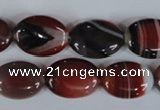 CAG3203 15.5 inches 13*18mm oval red line agate beads