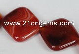 CAG3237 15.5 inches 25*25mm diamond red line agate beads