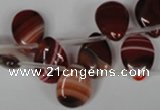 CAG3285 Top-drilled 12*16mm flat teardrop red line agate beads