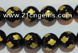 CAG3364 15.5 inches 12mm carved round black agate beads wholesale