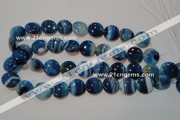 CAG3490 15.5 inches 20mm flat round blue line agate beads