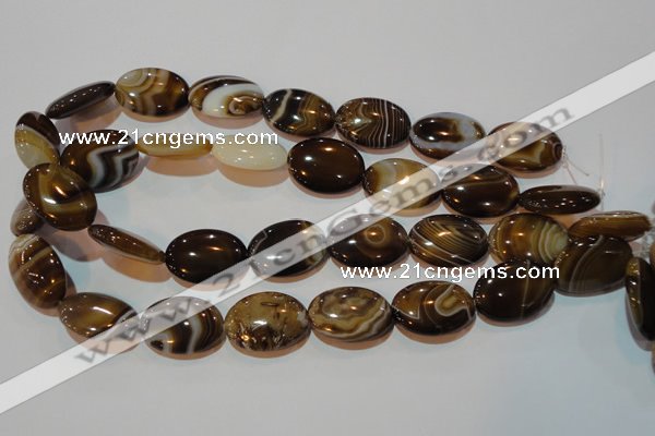CAG3496 15.5 inches 18*25mm oval brown line agate beads