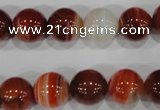CAG3589 15.5 inches 12mm round red line agate beads wholesale