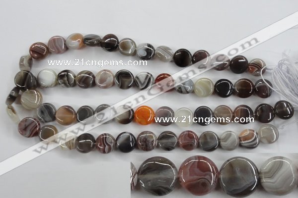 CAG3714 15.5 inches 14mm flat round botswana agate beads wholesale