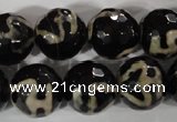 CAG3855 15.5 inches 16mm faceted round tibetan agate beads wholesale