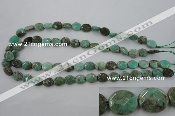 CAG3931 15.5 inches 10*12mm faceted oval green grass agate beads