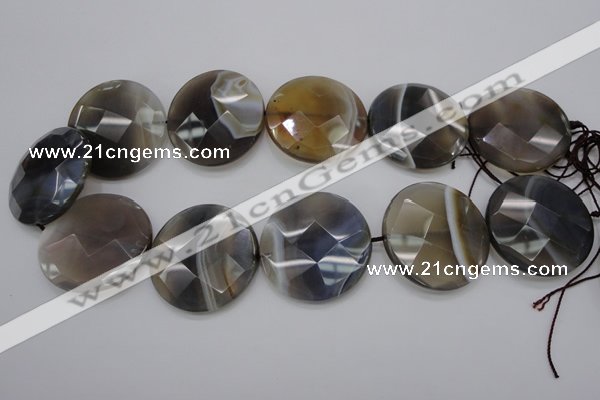 CAG3968 15.5 inches 30mm faceted coin grey botswana agate beads