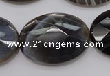 CAG3977 15.5 inches 25*35mm faceted oval grey botswana agate beads