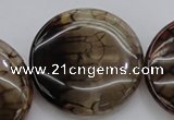 CAG4069 15.5 inches 40mm flat round dragon veins agate beads