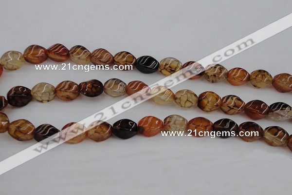 CAG4150 15.5 inches 8*12mm twisted rice dragon veins agate beads