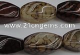 CAG4155 15.5 inches 13*25mm twisted rice dragon veins agate beads