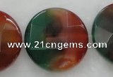 CAG424 15.5 inches 43mm faceted coin agate beads Wholesale