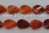 CAG4282 10*14mm faceted & twisted teardrop natural fire agate beads