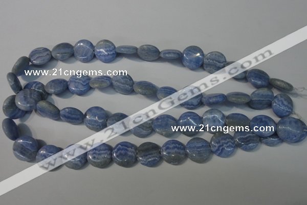 CAG4380 15.5 inches 16mm flat round dyed blue lace agate beads