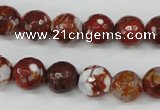 CAG4528 15.5 inches 10mm faceted round fire crackle agate beads