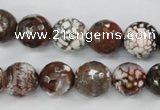 CAG4547 15.5 inches 12mm faceted round fire crackle agate beads