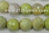 CAG4559 15.5 inches 14mm faceted round fire crackle agate beads