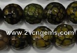 CAG4572 15.5 inches 16mm faceted round fire crackle agate beads