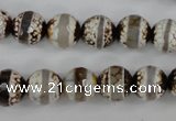 CAG4724 15 inches 10mm faceted round tibetan agate beads wholesale