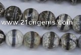 CAG4725 15 inches 12mm faceted round tibetan agate beads wholesale