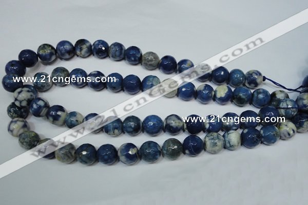 CAG4808 15 inches 12mm faceted round fire crackle agate beads
