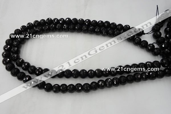 CAG5068 15.5 inches 8*10mm faceted rondelle black agate beads