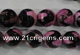 CAG5166 15 inches 12mm faceted round tibetan agate beads wholesale