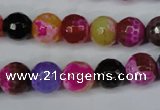 CAG5193 15 inches 10mm faceted round fire crackle agate beads