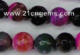 CAG5195 15 inches 14mm faceted round fire crackle agate beads