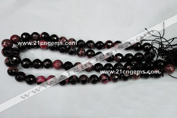 CAG5200 15 inches 12mm faceted round fire crackle agate beads