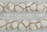 CAG5335 15.5 inches 12mm faceted round tibetan agate beads wholesale