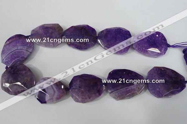 CAG5487 15.5 inches 30*35mm – 35*40mm faceted freeform agate beads