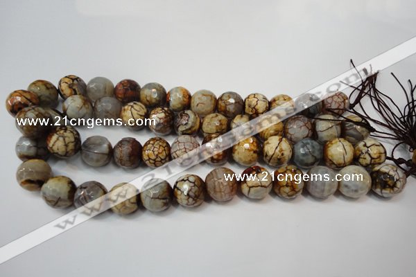 CAG5867 15 inches 16mm faceted round fire crackle agate beads