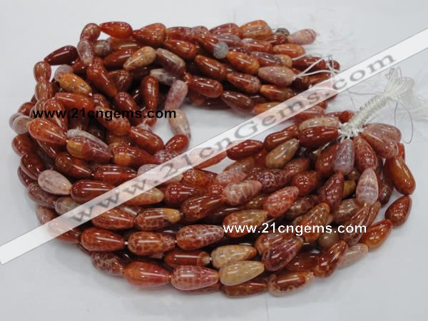 CAG594 15.5 inches 10*20mm teardrop natural fire agate beads