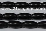 CAG6025 15.5 inches 6*12mm rice matte black agate beads
