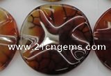 CAG6057 15.5 inches 40mm wavy coin dragon veins agate beads