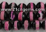 CAG6157 15 inches 14mm faceted round tibetan agate gemstone beads