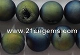 CAG6266 15 inches 16mm round plated druzy agate beads wholesale