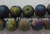 CAG6282 15 inches 8mm round plated druzy agate beads wholesale